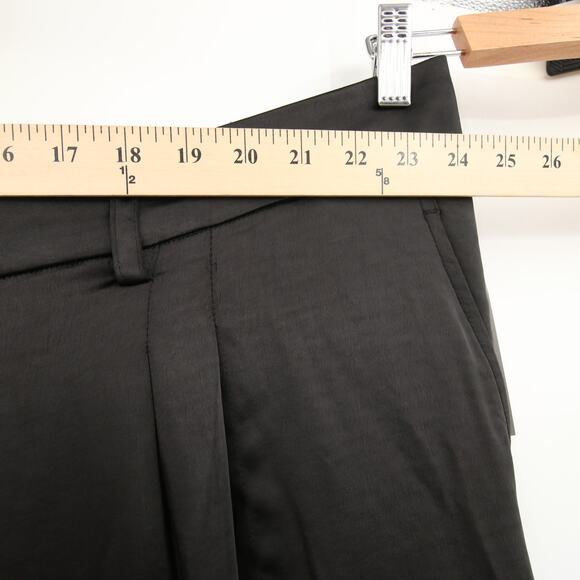 Vince Camuto Dress Pants Black Wide Leg Front Pleat Satin Trouser Pockets 24W - Picture 6 of 16